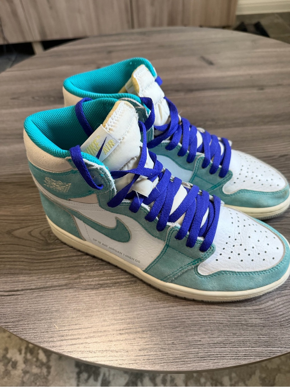 Jordan Men’s High-Top Sneakers in Teal, White & Purple